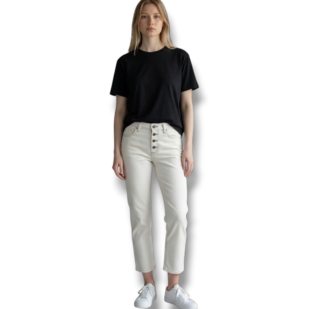 AG Adriano Goldschmied The‎ Isabelle Button-Up High-Rise Straight Crop Size 27R